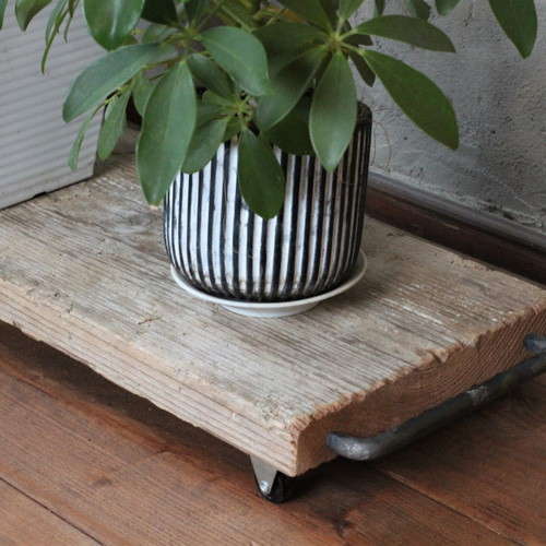 OLD足場板 キャスター付き プランタースタンド 花台 鉢置き 飾り台