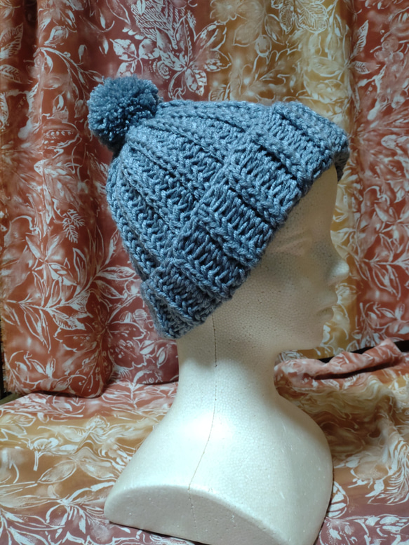 ㊼ザックリ温か♡一目ゴム編みのニット帽 ニット帽・ビーニー アトリエ  