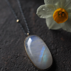 white labradorite brass necklace (daikan) 5枚目の画像