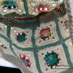 春夏コットン糸のモチーフ編みつなぎニット帽子　フワリ　母の日 5枚目の画像