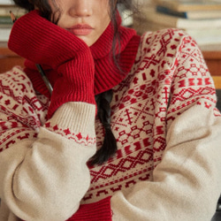 ジャガードセーター　配色ニット　ウール100％ 7枚目の画像