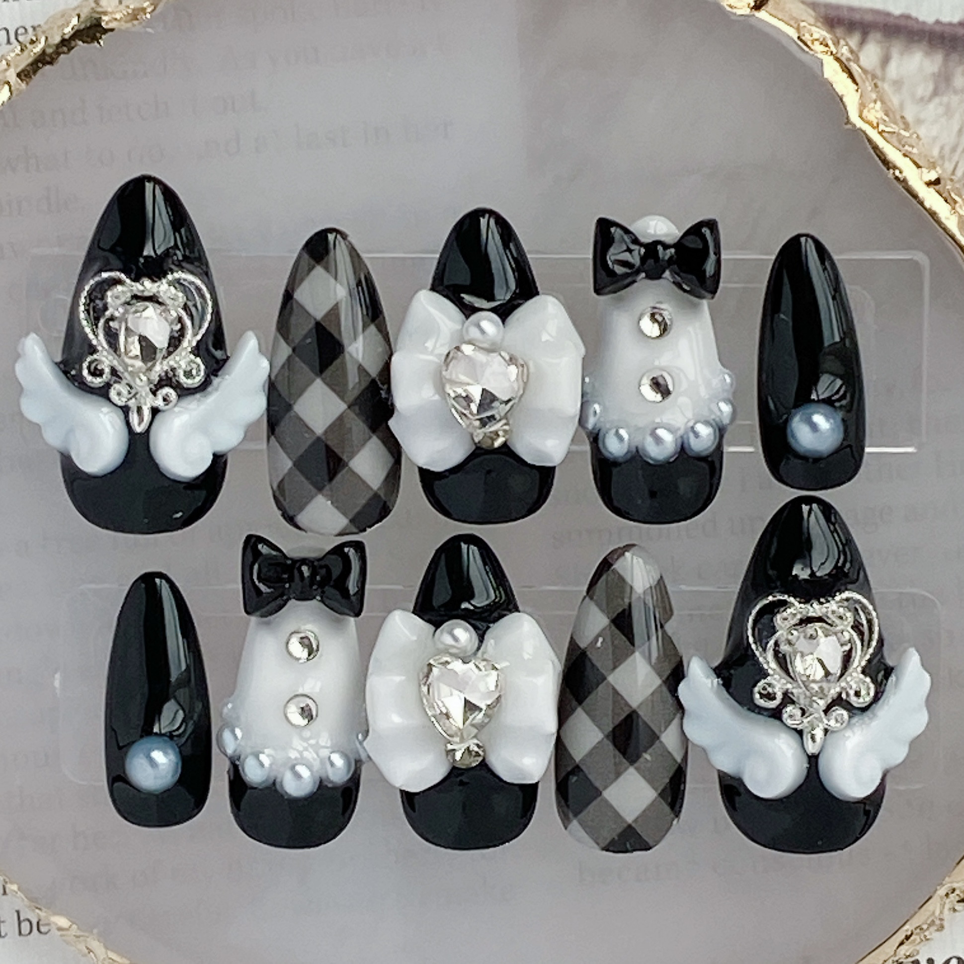 地雷ネイル 量産型ネイル 天使 リボン 韓国 ゆめかわ ネイルチップ  