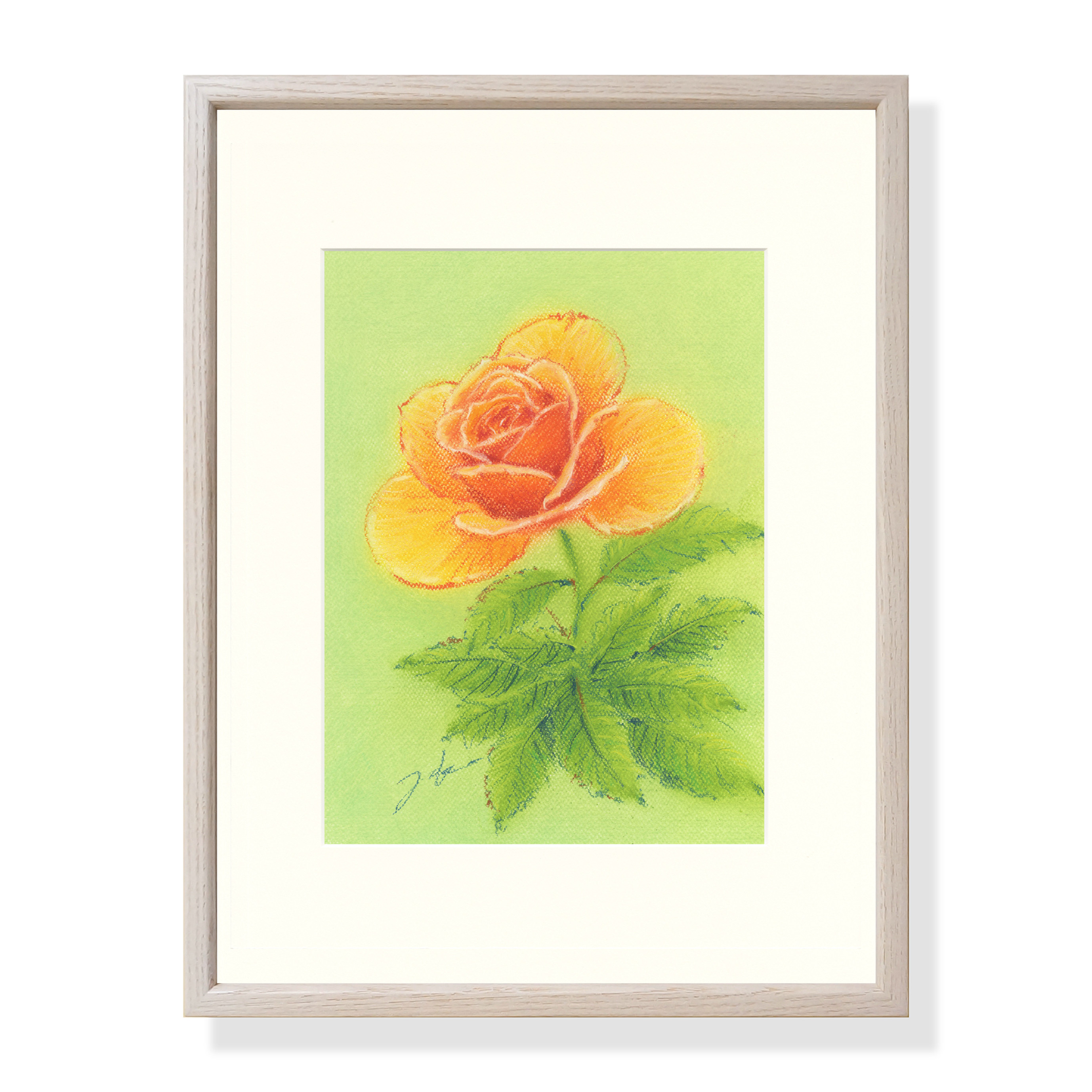 パステル画 ［薔薇］フレーム付き ［薔薇］フレーム付き パステル画