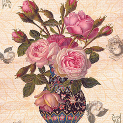 新商品！お洒落なカード！『ヴィクトリアン ポストカード 薔薇と花瓶柄』～同柄3枚セット～ 1枚目の画像