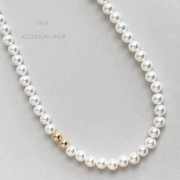 [14kgf]N26　shell pearl necklace・M #大人フォーマル2024 5枚目の画像