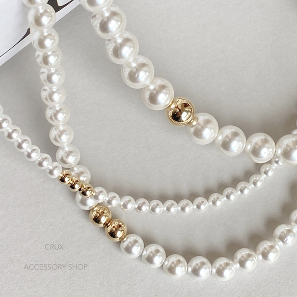 [14kgf]N26　shell pearl necklace・M #大人フォーマル2024 6枚目の画像