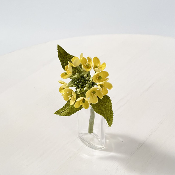 布花元気がでる黄色いビタミンカラーの菜の花のコサージュ 8枚目の画像