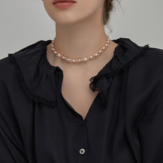 淡水パールのネックレス　チョーカー  14kgf ネックレス　淡水真珠　淡水パール　6月の誕生石 夏の誕生石