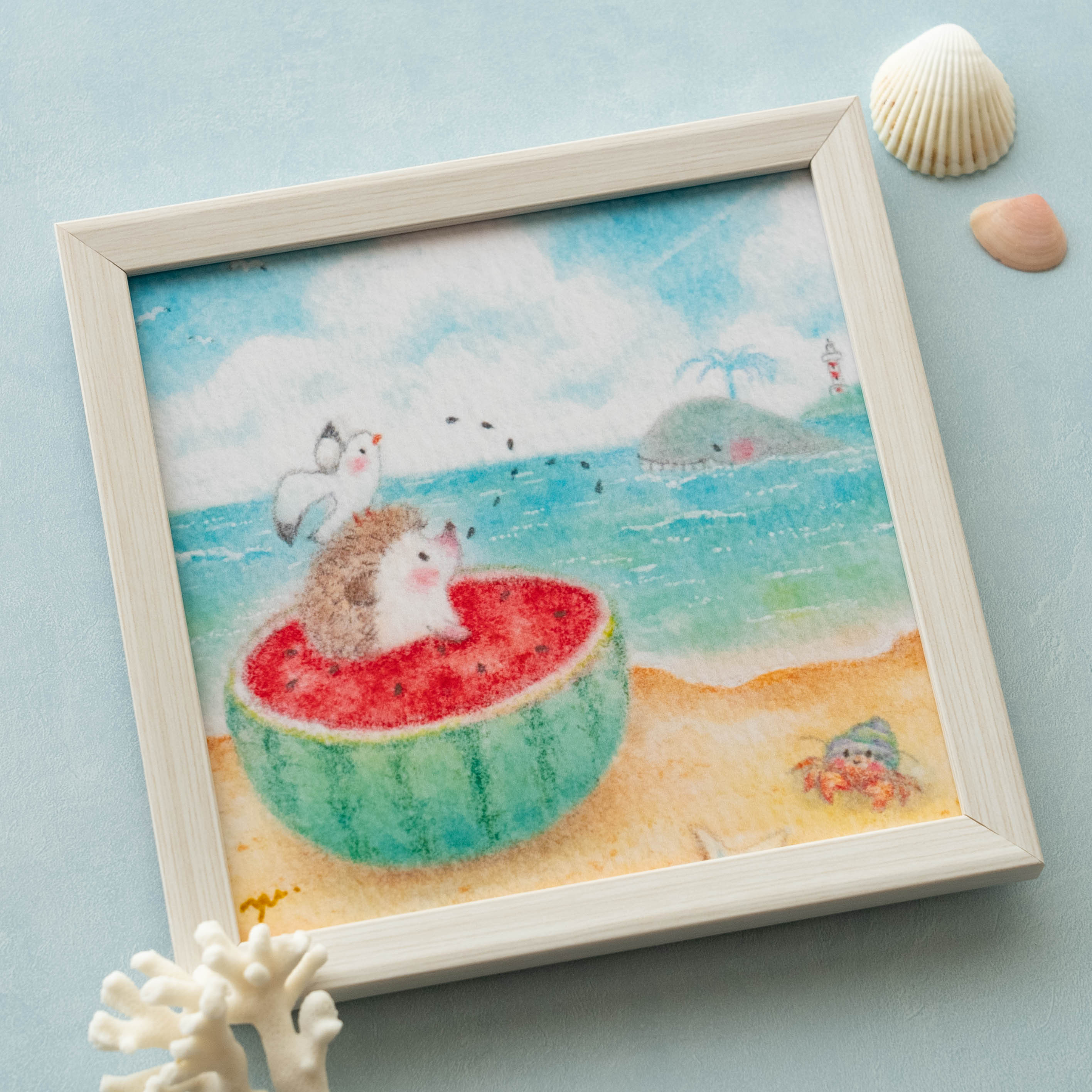 smile puppy  ハンドメイドパステル画　絵画アート原画 Colorful smile】パステルアート パステルアート原画 額付き