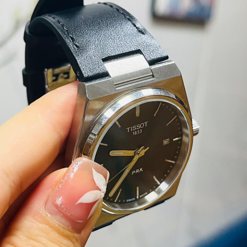 Tissot PRX 40mm、35mm 時計ストラップ ブラック ボックスカーフ