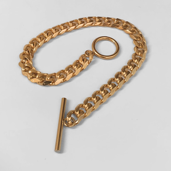 【eve】chain  bracelet 　マンテルブレスレット　喜平　チェーン 6.5mm ゴールド　鏡面 5枚目の画像