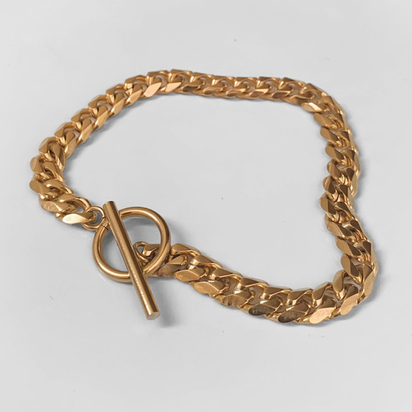 【eve】chain  bracelet 　マンテルブレスレット　喜平　チェーン 6.5mm ゴールド　鏡面 2枚目の画像