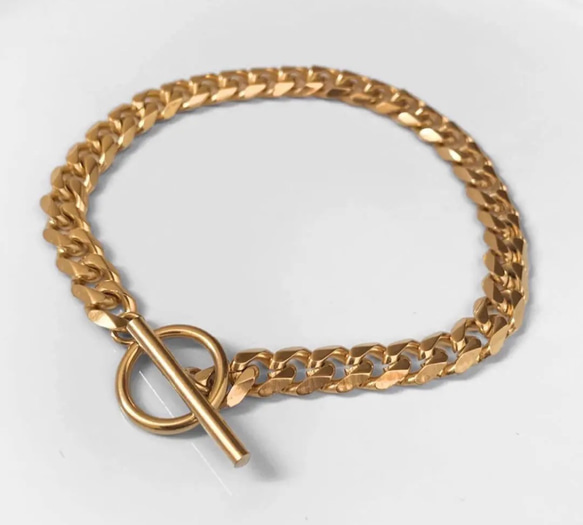 【eve】chain  bracelet 　マンテルブレスレット　喜平　チェーン 6.5mm ゴールド　鏡面 1枚目の画像