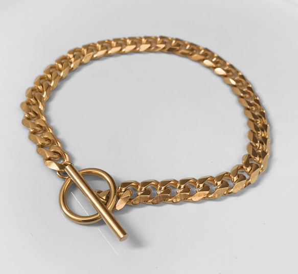 【eve】chain  bracelet 　マンテルブレスレット　喜平　チェーン 6.5mm ゴールド　鏡面 3枚目の画像
