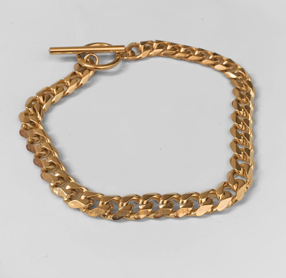 【eve】chain  bracelet 　マンテルブレスレット　喜平　チェーン 6.5mm ゴールド　鏡面 4枚目の画像
