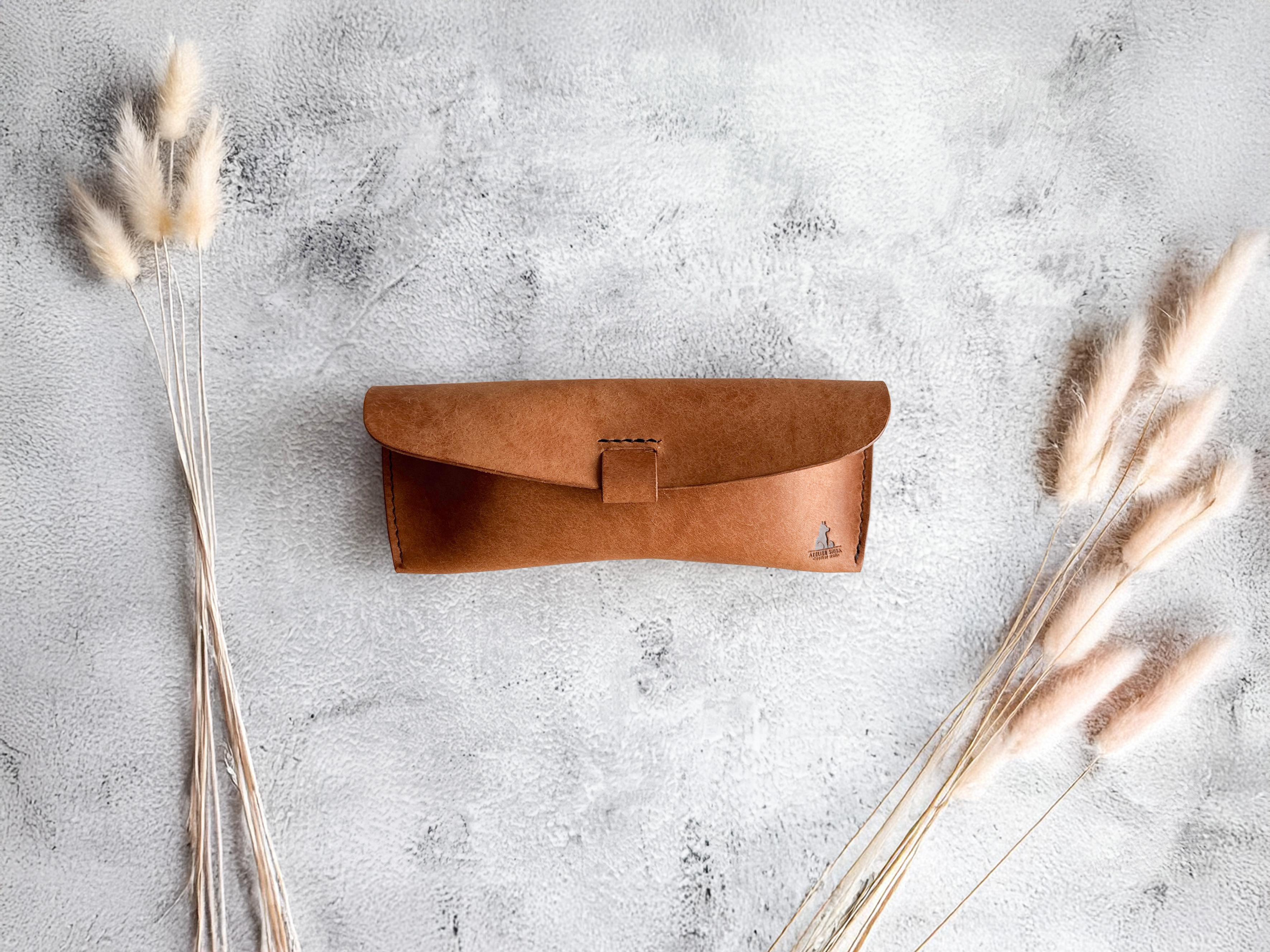 メガネケース　本革　ｲﾀﾘｱﾝﾚｻﾞｰ　Brown　ブラウン