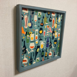 ファブリックパネル　Drunk（酔っぱらい）40×40cm ヴィンテージ加工ウッドフレーム付 2枚目の画像