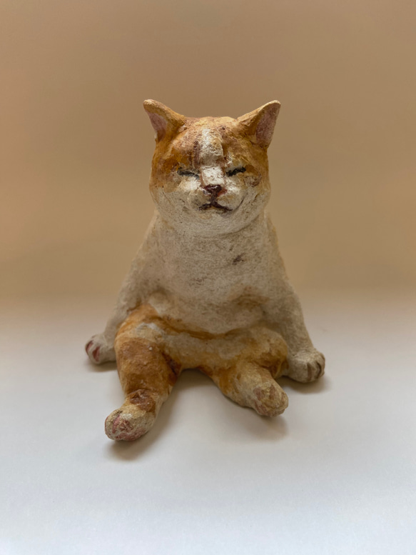 オーブン陶土ののんびり猫 1枚目の画像