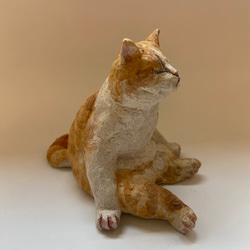 オーブン陶土ののんびり猫 2枚目の画像