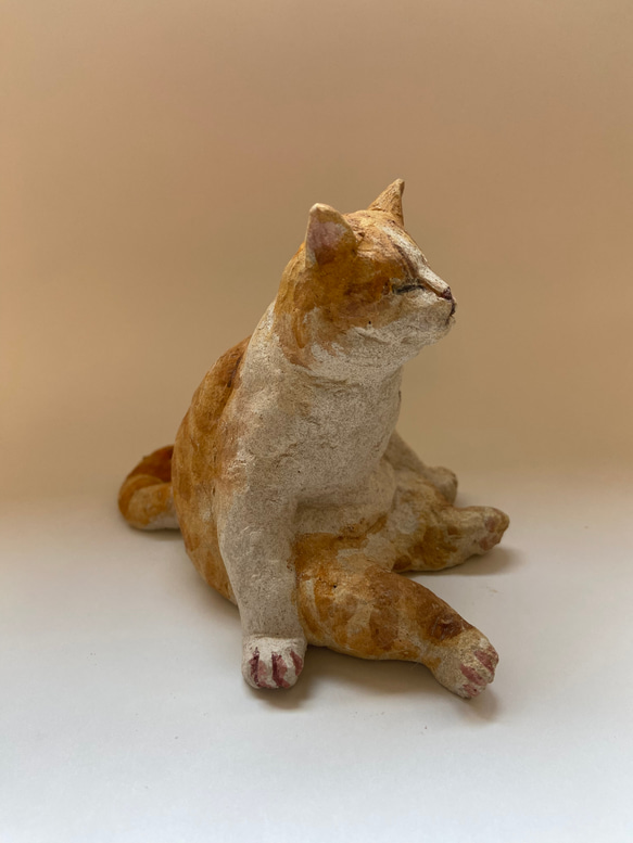オーブン陶土ののんびり猫 2枚目の画像