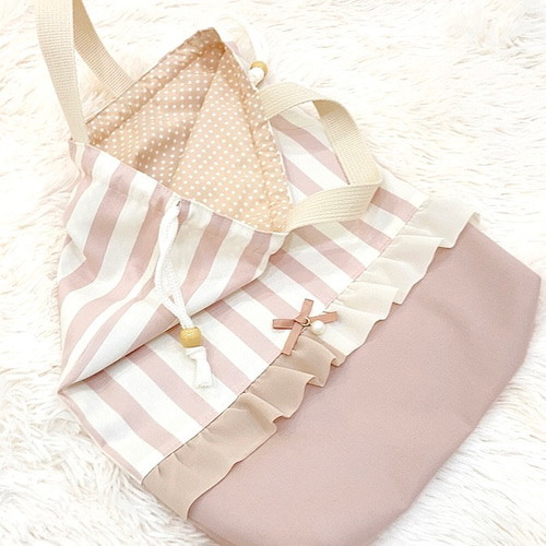 ガーリースイート ニュアンス♡くすみピンク レッスンバッグ セット