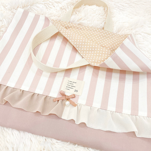 ガーリースイート ニュアンス♡くすみピンク レッスンバッグ セット