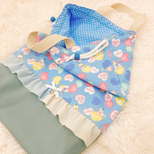 LB73abc☆ハンドメイド☆レッスンバッグ☆女の子☆ユニコーン☆入学入園☆ LB73abc☆ユニコーンハート☆入学入園☆レッスンバッグ☆ハンドメ