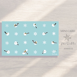 「樹氷」…シマエナガちゃん＆雪の結晶…メッセージカード　ドット柄　札幌景観色　ミニカード 1枚目の画像
