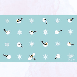 「樹氷」…シマエナガちゃん＆雪の結晶…メッセージカード　ドット柄　札幌景観色　ミニカード 2枚目の画像