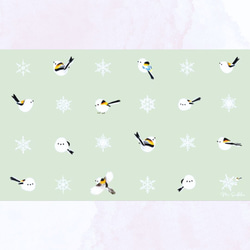 「ふきのとう」シマエナガちゃん＆雪の結晶メッセージカード　ドット柄　札幌景観色　ミニカード 2枚目の画像