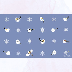 「ラベンダー」シマエナガちゃん＆雪の結晶メッセージカード　ドット柄　札幌景観色　ミニカード 2枚目の画像