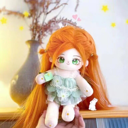 長い脚 無属性 ぬいぐるみ 30cm 着せ替えぬいぐるみ オレンジ色の髪緑