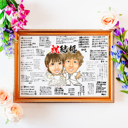 似顔絵寄せ書き 退職祝い等 絵画 ぴんくぶた派生 通販 17155900