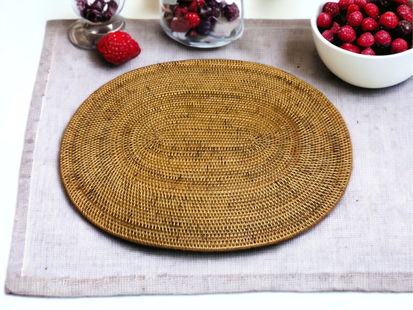 アタ製 オーバル ランチョンマット Lサイズ 鍋敷き 食卓マット ラタン
