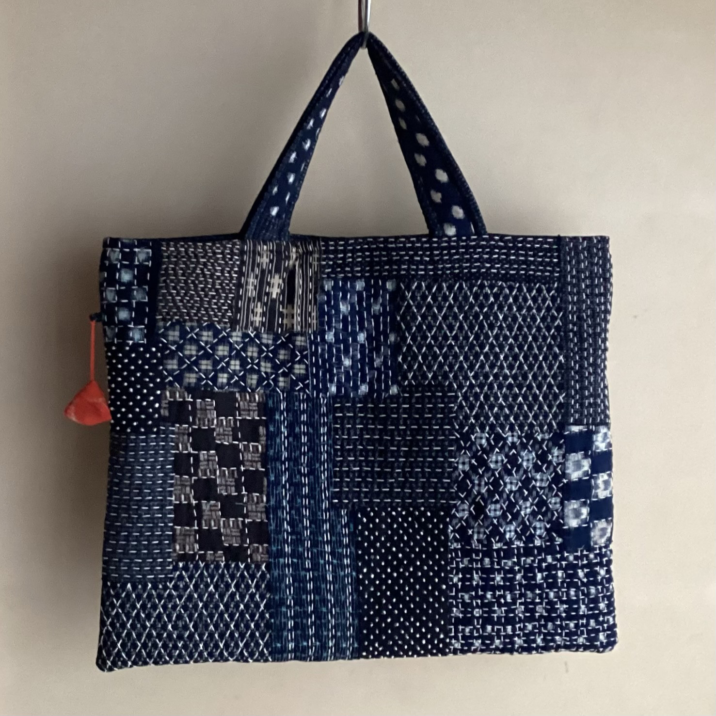 古布家紋刺し子トートバッグ
