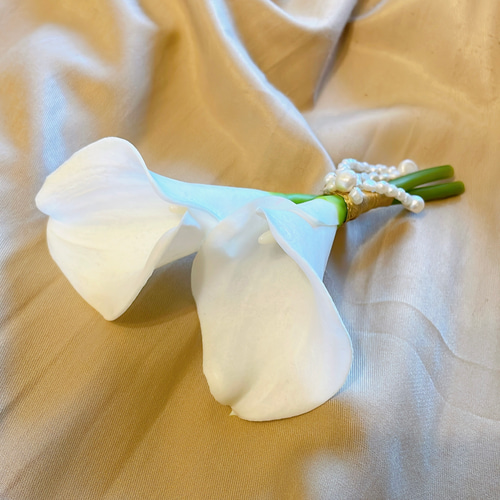 完成品】おしゃれ花嫁に人気 カラー パールブーケ ブートニア