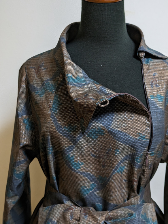 SOLD　着物リメイク　ワンピース　大島紬　M〜L 