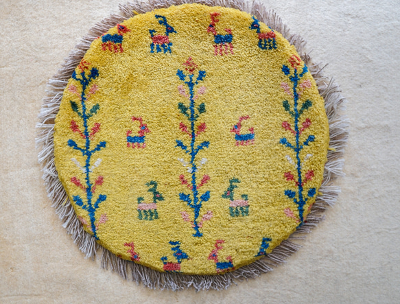 40×40cm　【ペルシャ絨毯 手織りギャッベ】アマレ族ギャッベ ギャベ 4枚目の画像