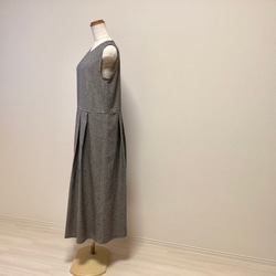 千鳥格子　ツィードジャンパースカート　ワンピース　ブラック＆ホワイト　ロング丈　セミフォーマルにも《送料無料》 2枚目の画像