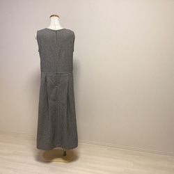 千鳥格子　ツィードジャンパースカート　ワンピース　ブラック＆ホワイト　ロング丈　セミフォーマルにも《送料無料》 3枚目の画像
