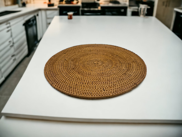 アタ製　ランチョンマット　直径25cm　鍋敷き　食卓マット　ラタン 3枚目の画像