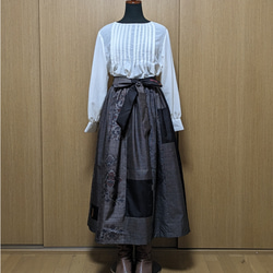 SOLD 着物リメイク ギャザースカート 大島紬M〜L フレアスカート さら  