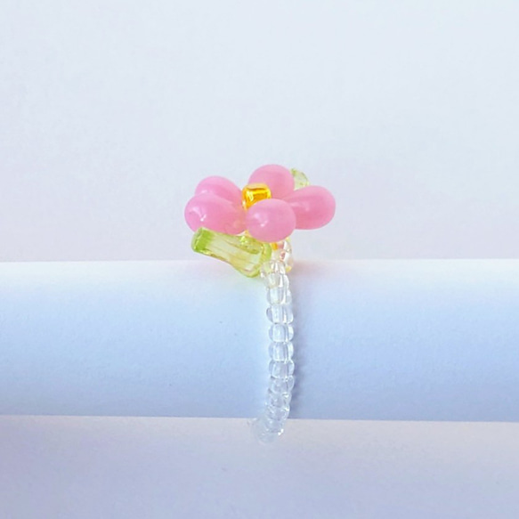 Creema限定2点セット さくらぴんくの春花イヤリング＆リング　桜ハンドメイド2024 11枚目の画像