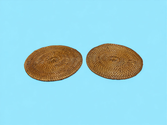 アタ製　ランチョンマット　直径15cm　鍋敷き　食卓マット　ラタン 3枚目の画像