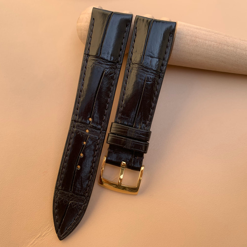 オメガ　レザーストラップ&ホールディングクラスプ　美品　20㎜/18㎜ OMEGA バックル付きレザー時計ストラップ 21mm、20mm、18mm