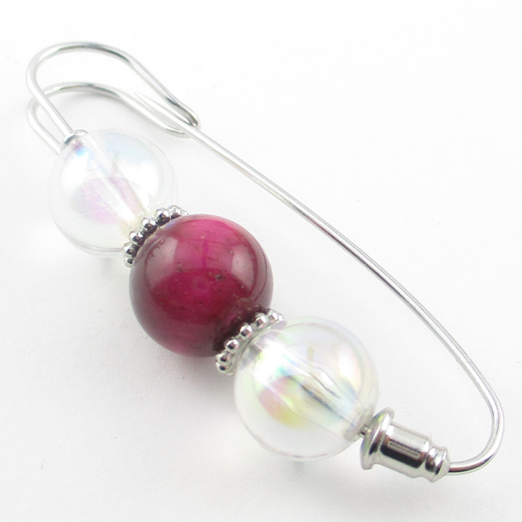 ピンクタイガーアイに恋する私は、今日起きたことも明日になれば過去になるんだと言い聞かしています♪<カブトピンブローチ>S 3枚目の画像