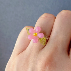 Creema限定さくらぴんくの春華リング　桜ハンドメイド2024 3枚目の画像