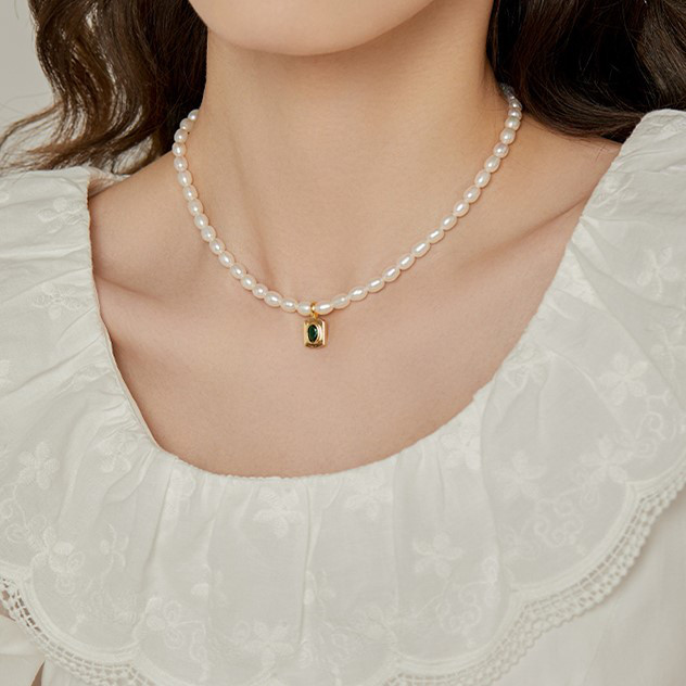 淡水パールのネックレス　ジルコニア　14kgf ネックレス　淡水真珠　淡水パール　6月の誕生石 夏の誕生石2024