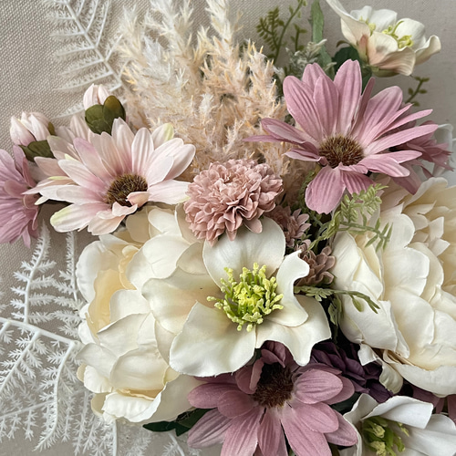 アイボリー&ピンク》クラシックピンク系のナチュラルブーケ ブーケ