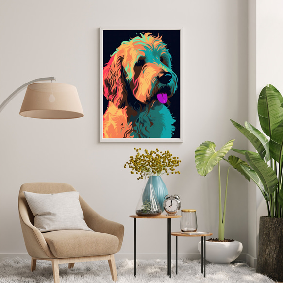 【ワンダフルライフ - ゴールデンドゥードル犬 No.2】アートポスター 犬の絵 犬の絵画 犬のイラスト 7枚目の画像